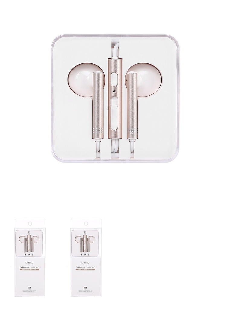 Wire Control In ear Earphones with Mic Gold Model